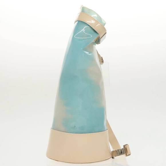 CELINE Shoulder Bag Enamel Leather Blue Cream Silver Auth bs19765 - Picture 3 of 16